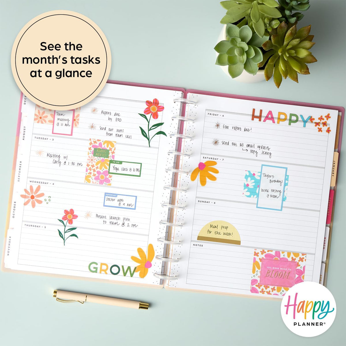 12-Month Academic Planner, July 2024–June 2025, Big Size, 72 Pages, 8 1/2" x 11" O8840