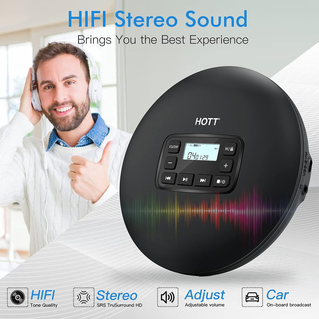 Portable CD Player with Stereo Earphones, Black G76790