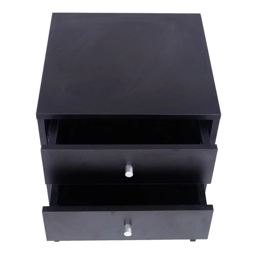 2 Drawer Black Wooden Nightstand X795