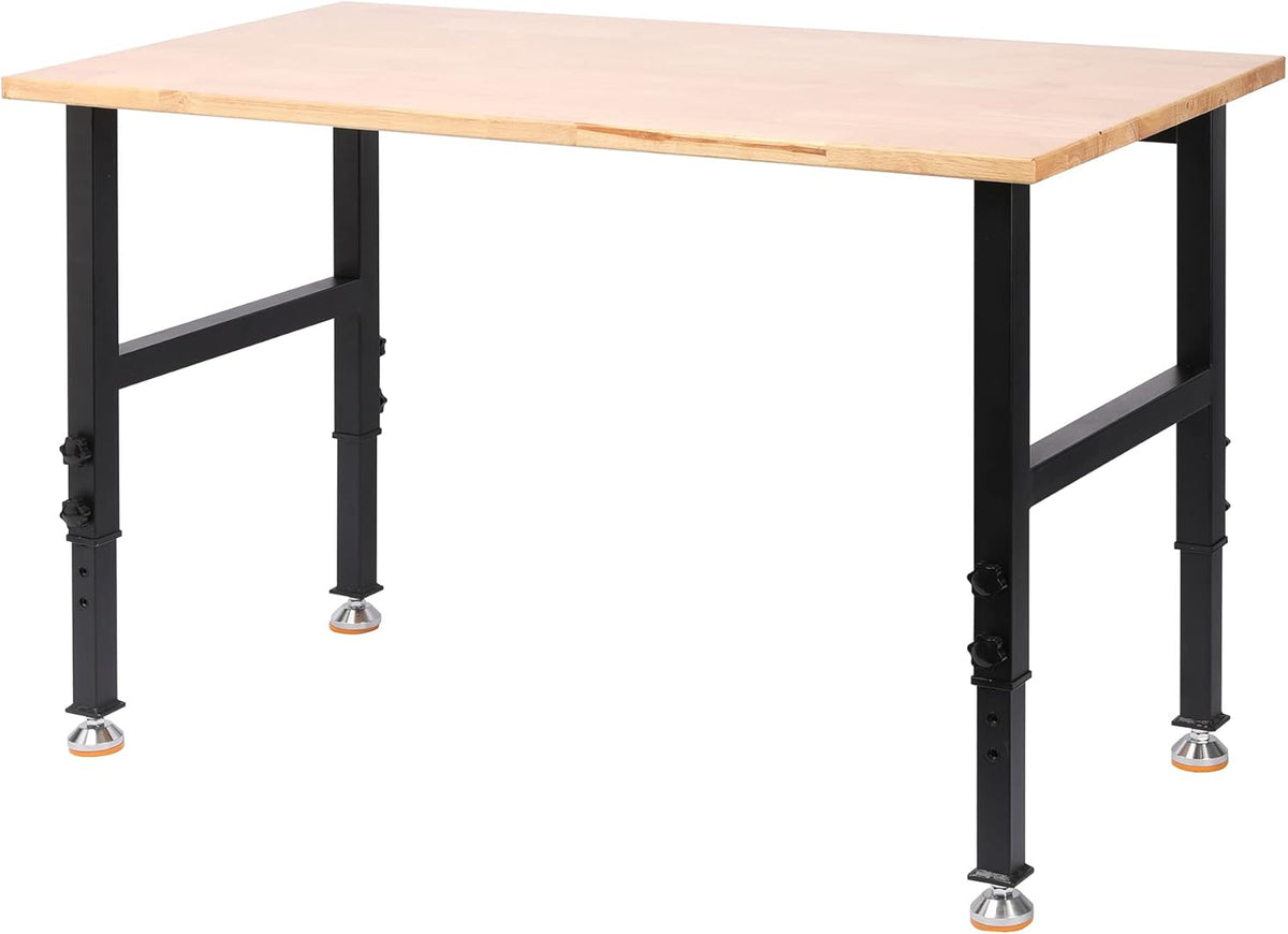 48 Heavy-Duty Adjustable Workbench Rubber Wood Shop Table N4687