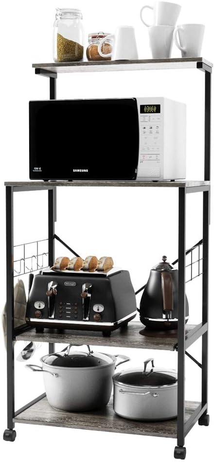 4 Tier Kitchen Baker's Rack Utility Storage Shelf with Wheels G4856