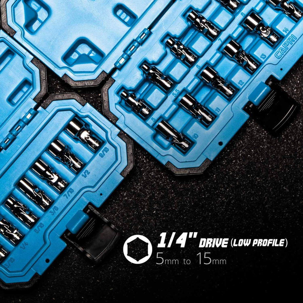 1/4 in. Drive Universal Socket Set, 5-15 mm Metric, 12-Piece J60671