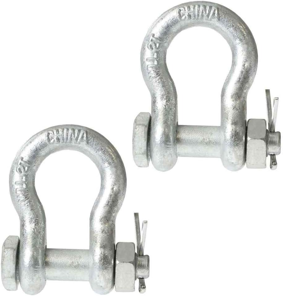 2 Pack Galvanized Bolt Type Anchor Shackles, 9.5 Ton Capacity I582226