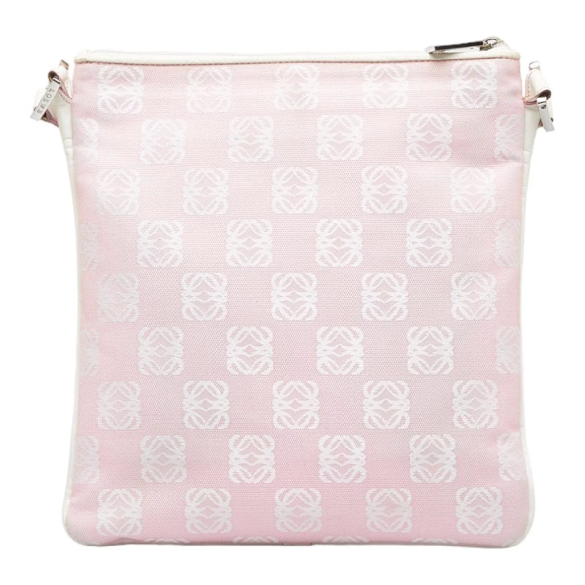 Pre-Owned Pink White Canvas Leather Shoulder Bag C24620