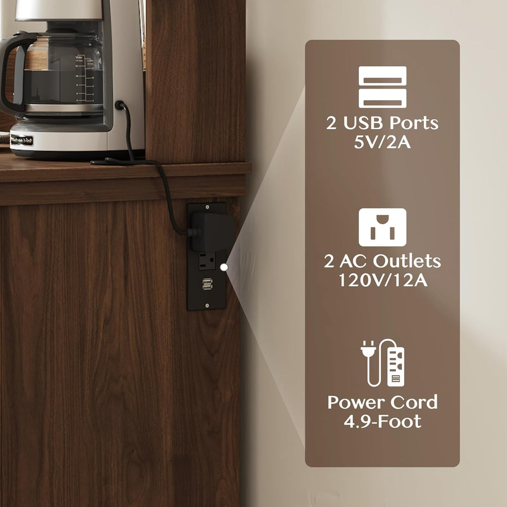 Walnut Coffee Bar Cabinet with Storage J7478
