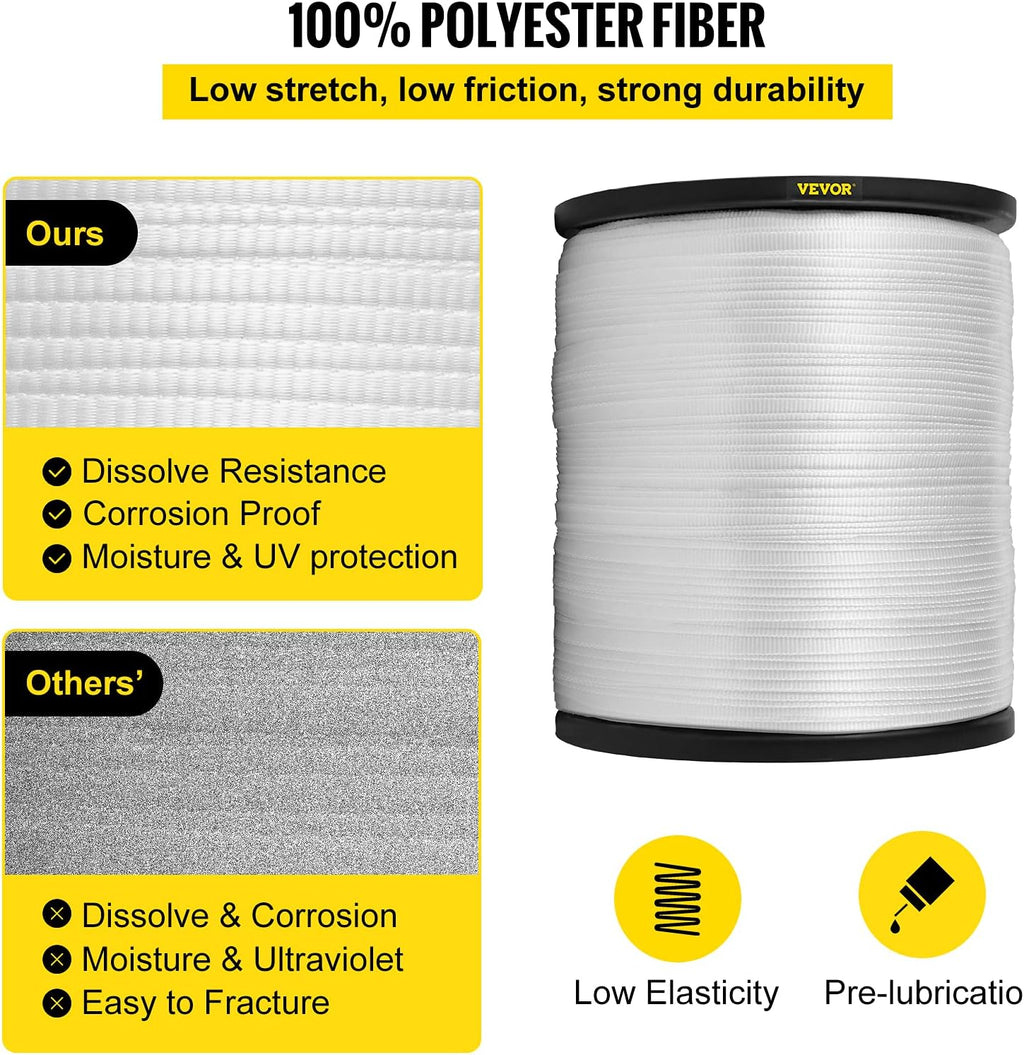 1250Lbs Polyester Pull Tape, 1053' x 1/2" Flat Tape, Pack of 2 Z476