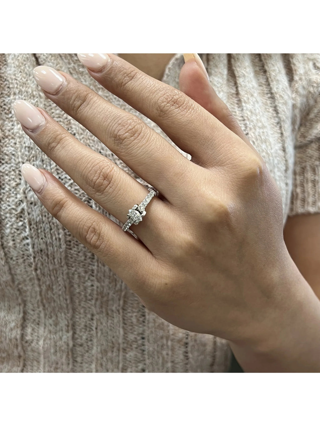 14K White Gold Diamond Accented Engagement Ring J71959