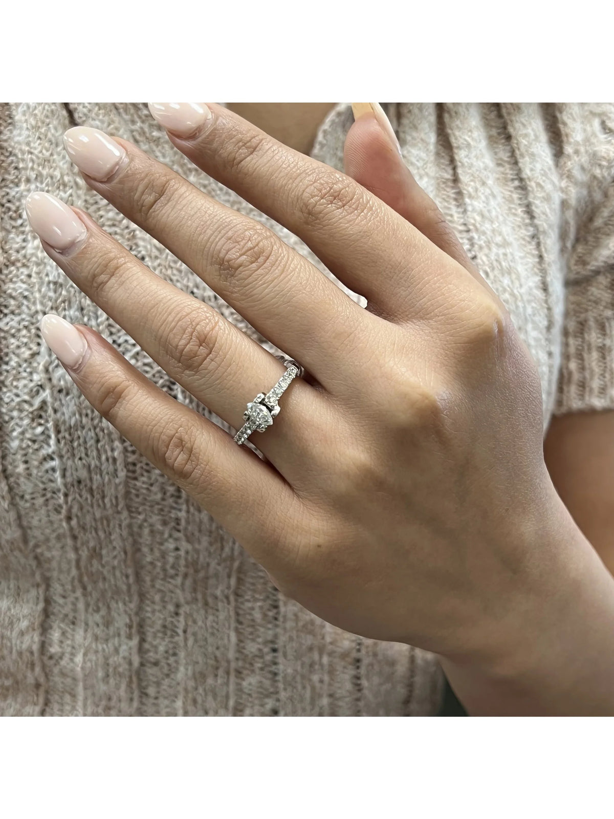 14K White Gold Diamond Accented Engagement Ring J71959