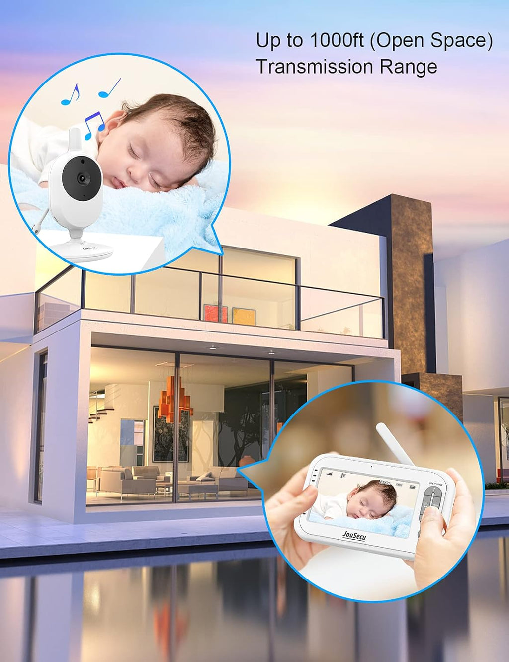 4.3 Inches LCD Split Screen Baby Monitor with Camera and Audio M240289