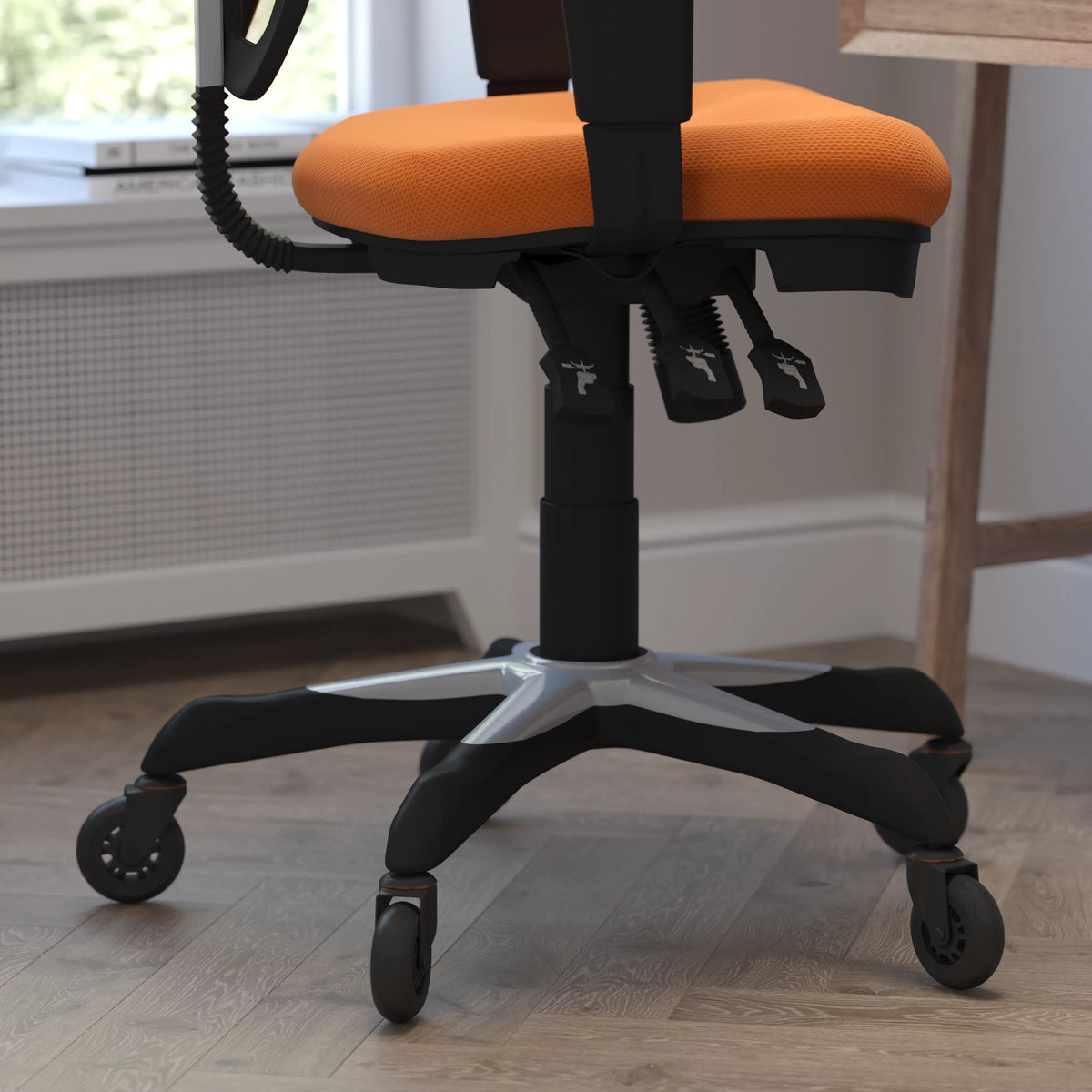 Orange Mesh Ergonomic Office Chair with Adjustable Arms B26242