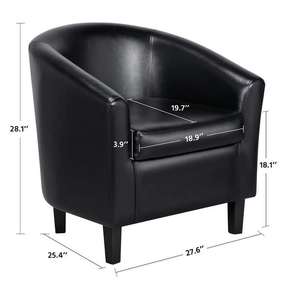 Black Faux Leather Accent Arm Chair J31578