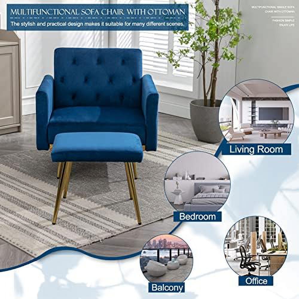 Velvet Accent Chair with Ottoman B200865