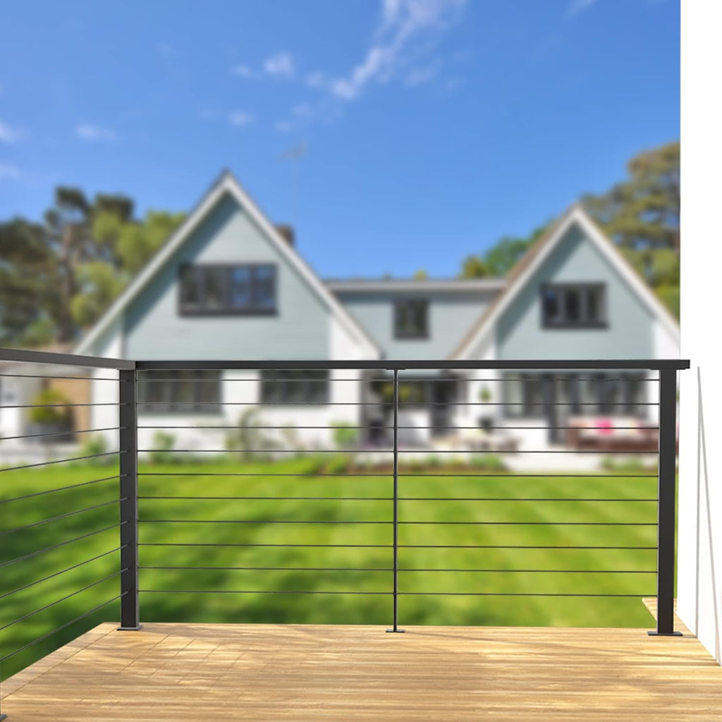 Black Stainless Steel Surface Mount Cable Railing Post 36"x2"x2" 2Pack B7872