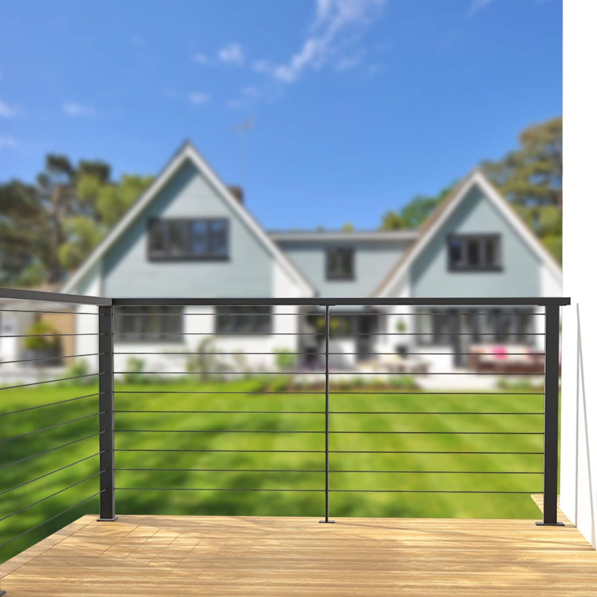 Black Stainless Steel Surface Mount Cable Railing Post 36"x2"x2" 2Pack B7872