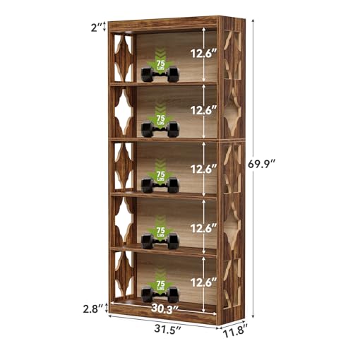 69.9" 5-Tier Vintage Bookshelf A296