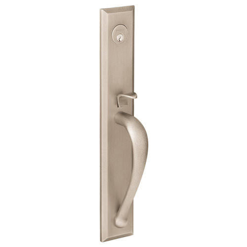 Satin Brass and Black Right Hand Single Cylinder Mortise Entry Handleset with Lever C80115