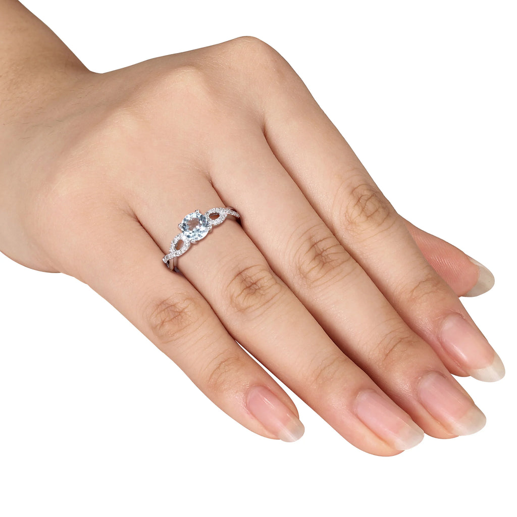 10kt White Gold Aquamarine Diamond Engagement Ring L520521