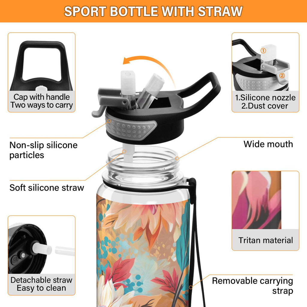 Blue and Pink 32oz Tritan Leakproof Water Bottle with Straw E5703