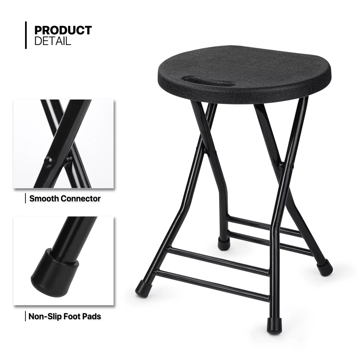 7 Pieces 5 FT Folding Round Table and Chair Set Black J659756