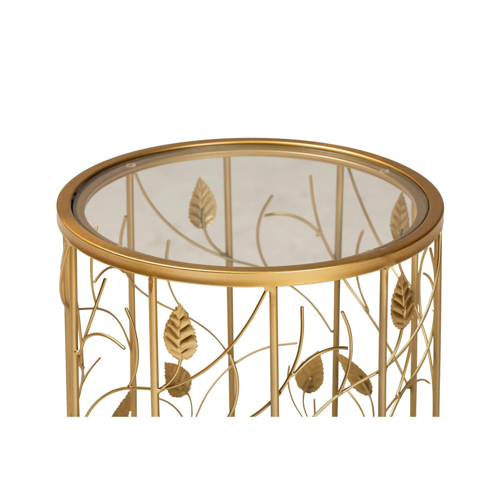 Gold Metal and Glass Leaf Accent End Table O47268