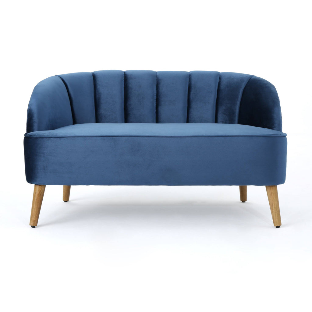 Seafoam Blue Velvet Settee P460