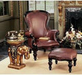 Victorian Hand-Carved Solid Mahogany Wing Chair And Ottoman G477