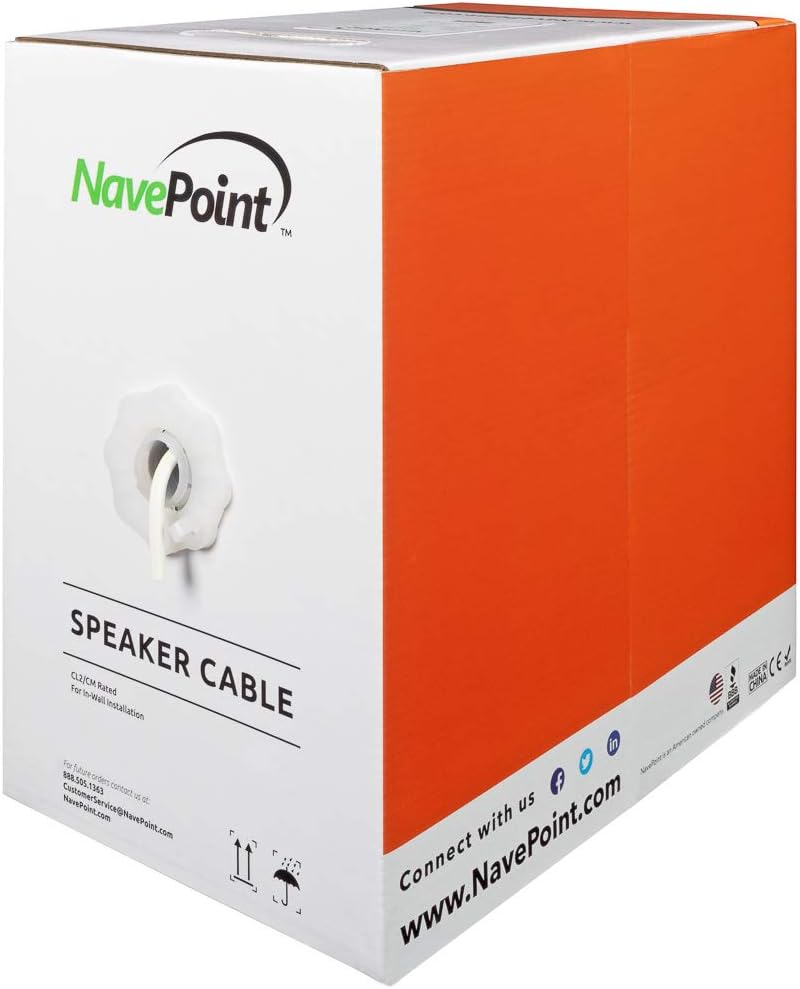 500ft 16/4 AWG 4 Conductor White Speaker Cable P72144