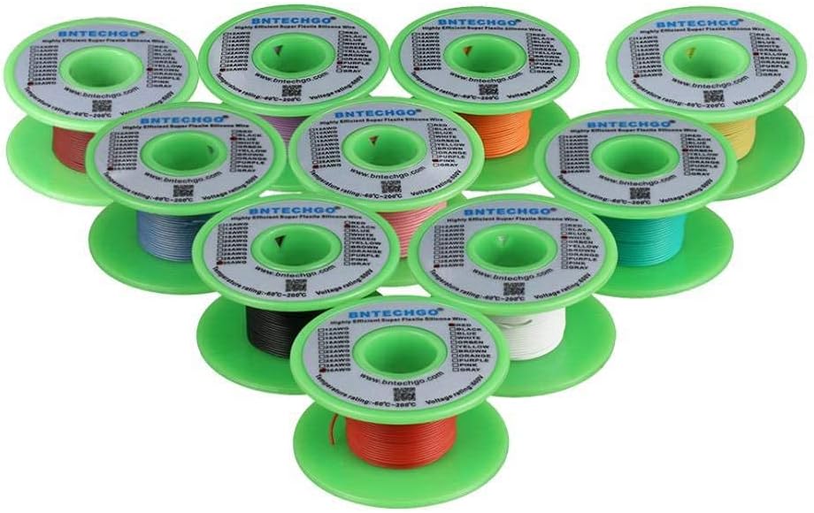16 Gauge Silicone Wire Kit 10 Color 25 ft Flexible 16 AWG Stranded Tinned Copper Wire Pack of 2 X349