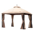 10x13ft Patio Gazebo with Mosquito Net, Metal Frame Q1346