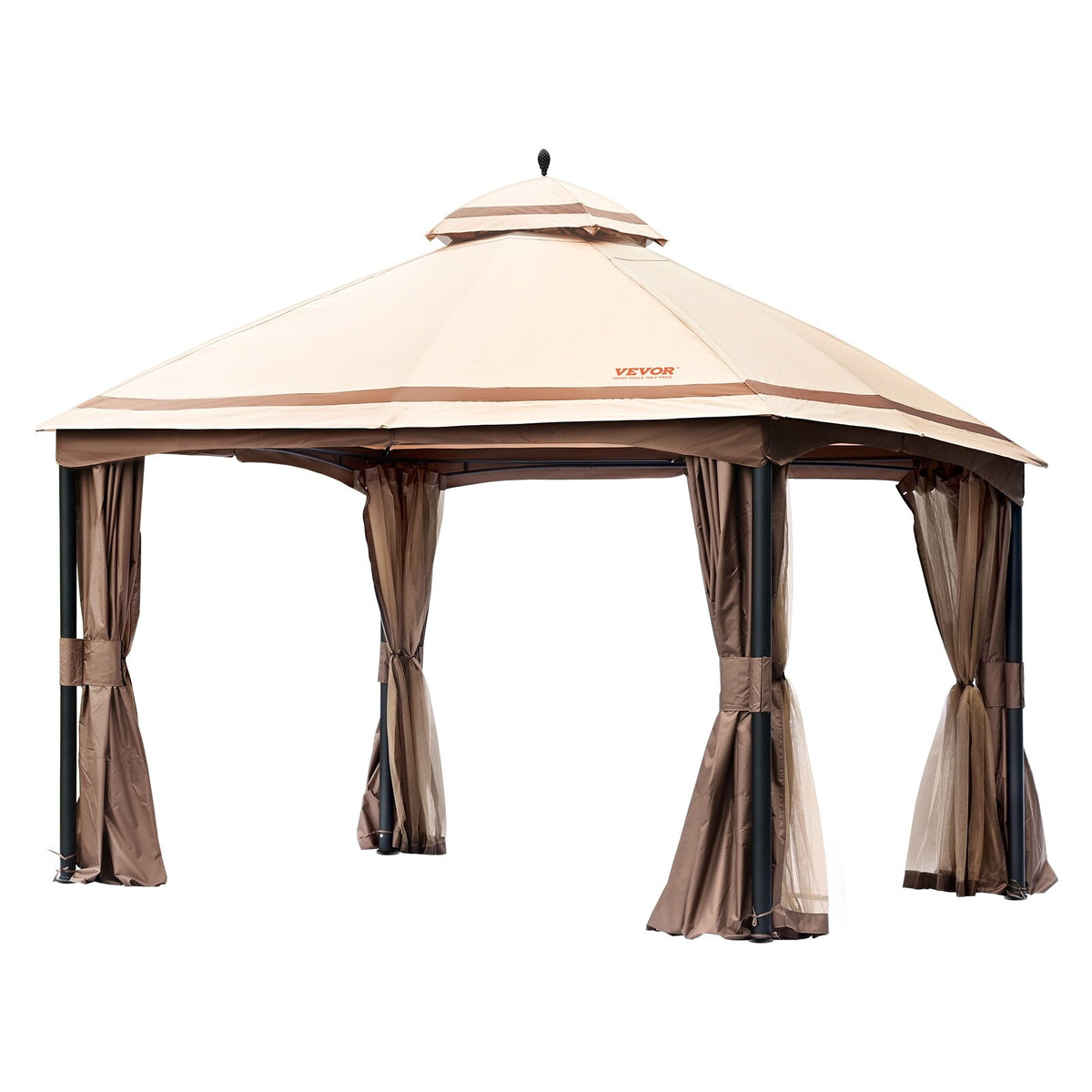 10x13ft Patio Gazebo with Mosquito Net, Metal Frame Q1346
