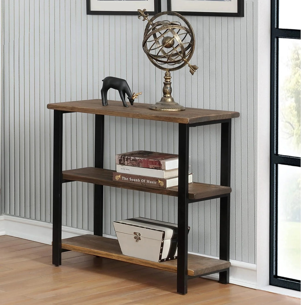 31" Tall 2-Tier Solid Wood And Metal Bookcase S666168