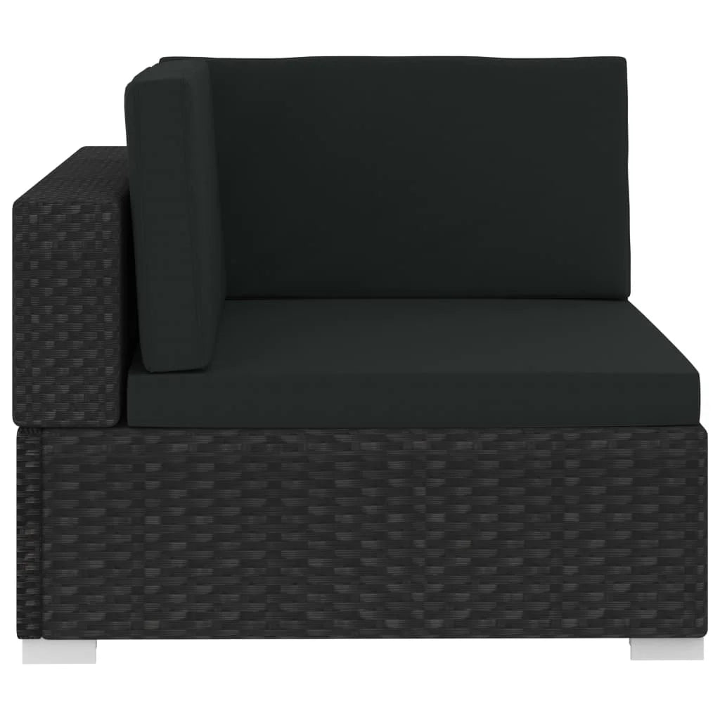Black Poly Rattan Patio Sofa Set with Cushions C67501