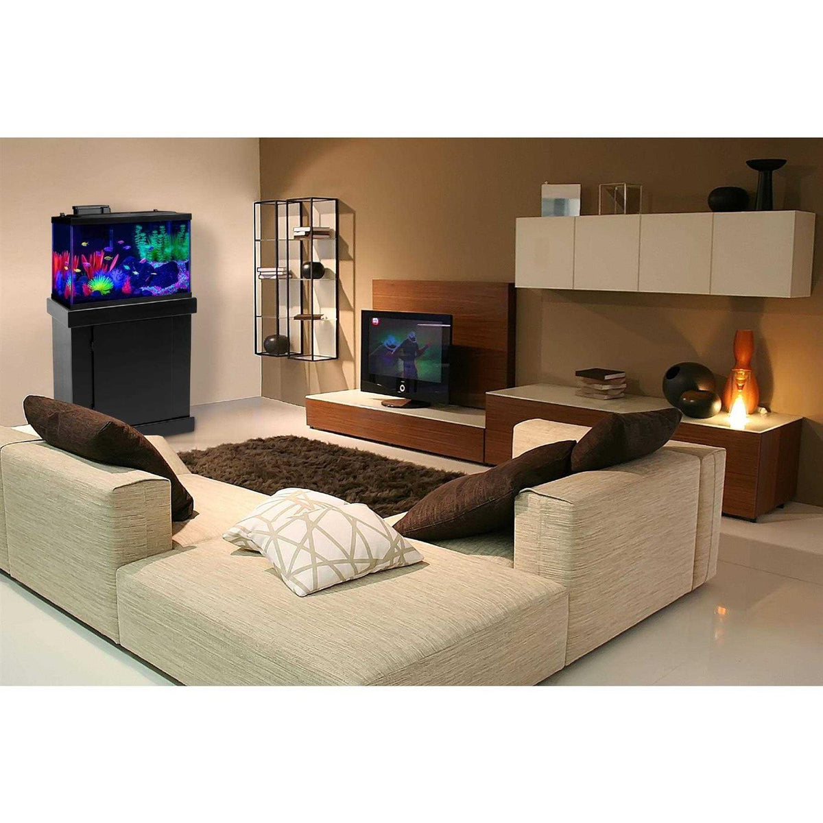 20 Gallon Aquarium Kit with LED Lights Decor Heater and Filter L59855