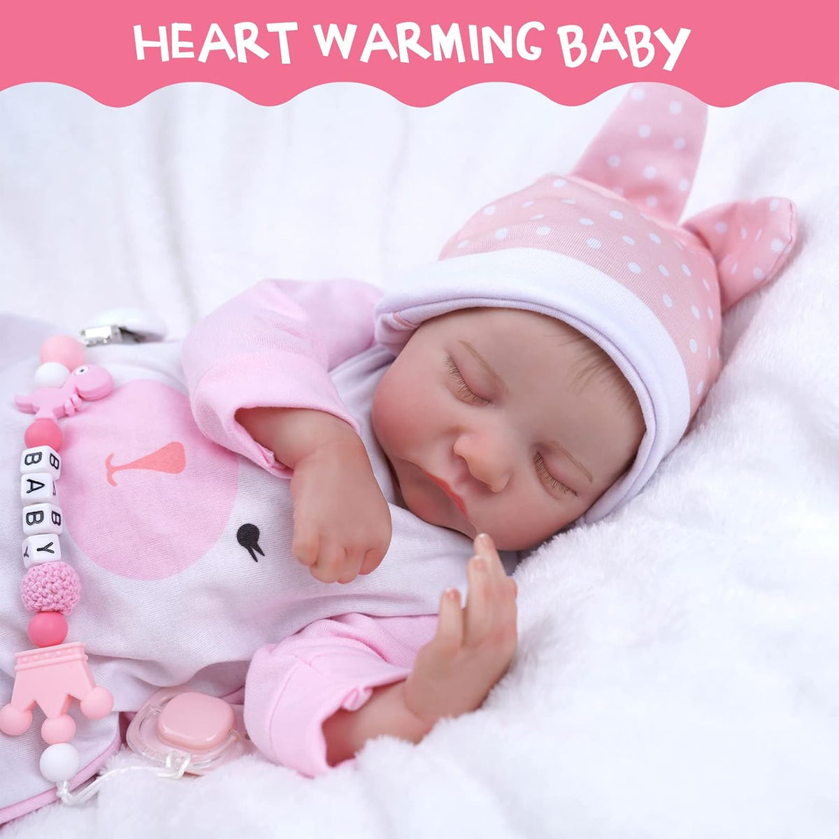 17-Inch Soft Cloth Body Realistic Newborn Sleeping Baby Doll L7869