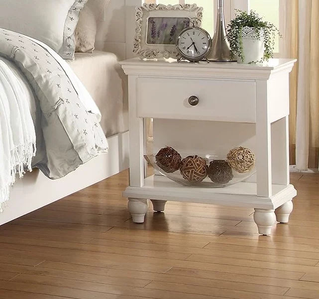 White 4 Piece Queen Size Bedroom Set Nightstand Dresser And Mirror Plywood V66781