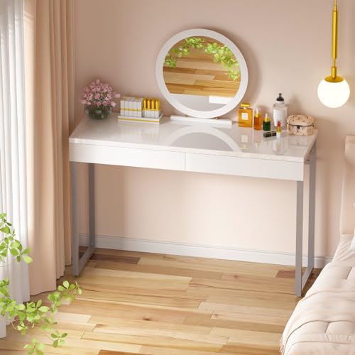 White Vanity Desk with 2 Drawers F584