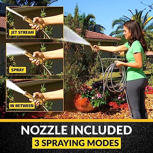 100 Ft Stainless Steel Garden Hose with Nozzle Y393001
