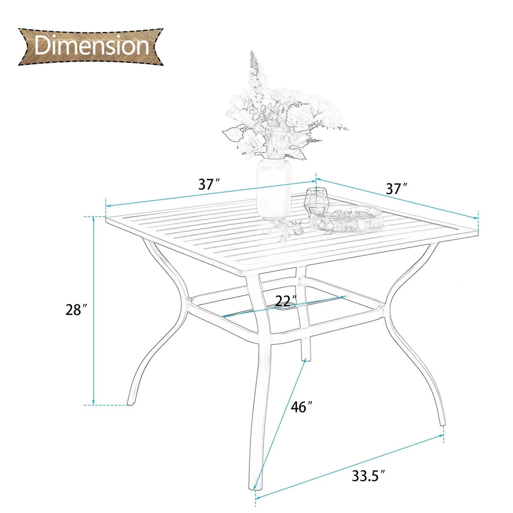 Outdoor Square Dining Table with Steel Frame F35050