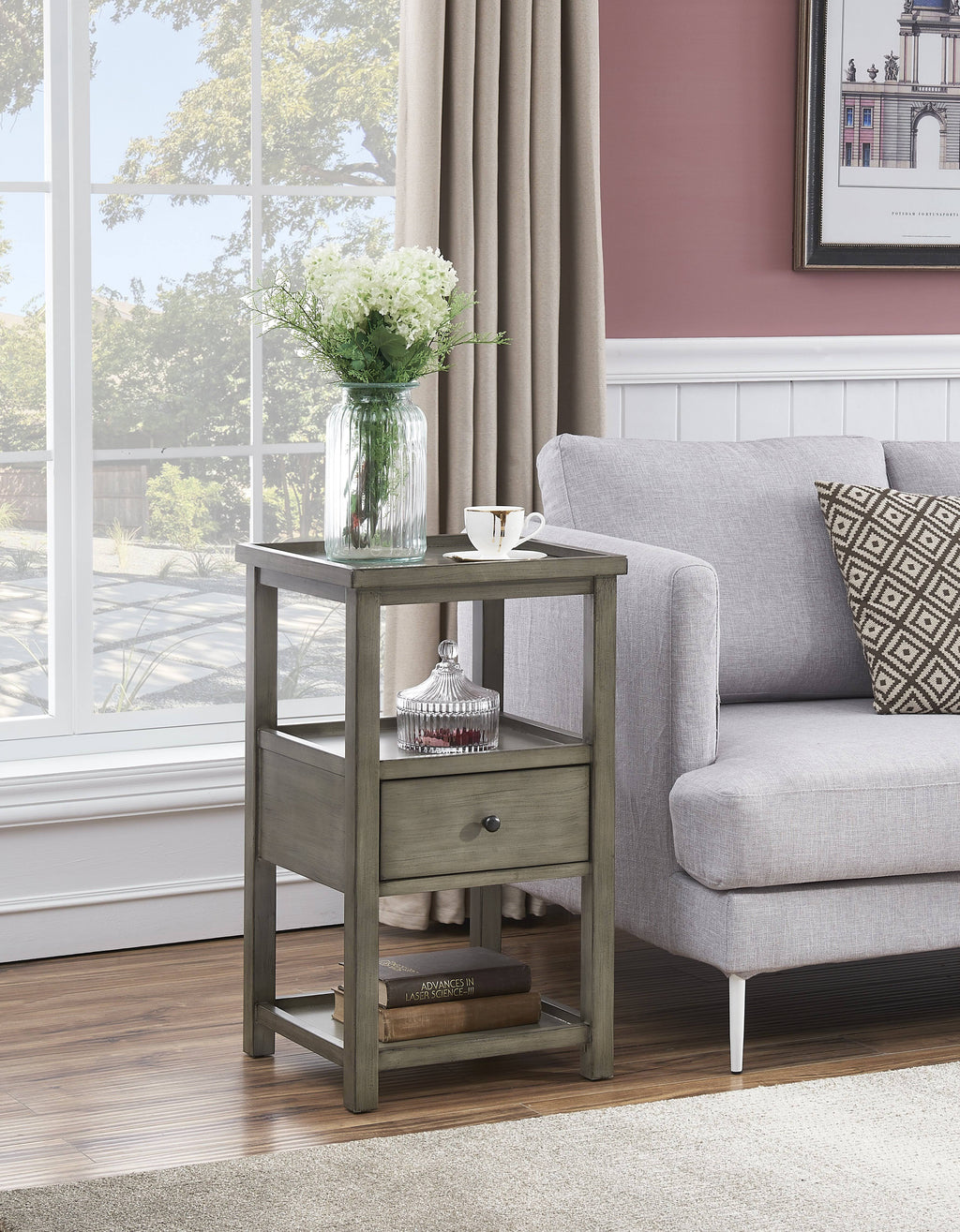 Grey One Drawer Chairside Table F4848