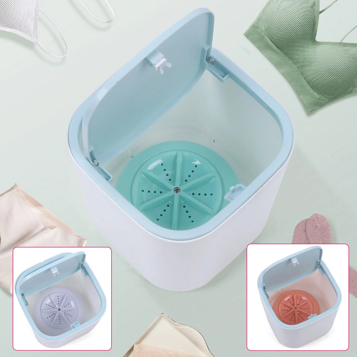 3.8L Portable Rotating Mini Washer Machine Plastic USB Blue D680