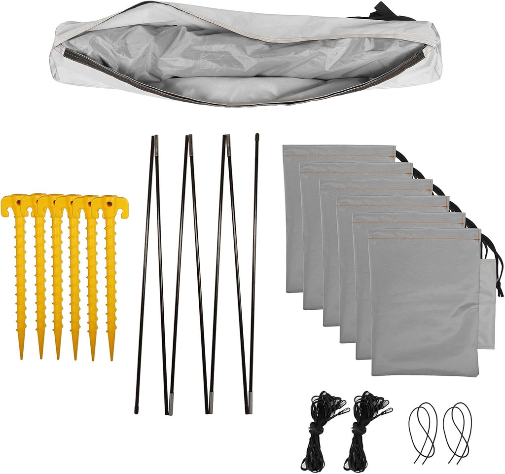 Tear Resistant Tarp Awning Camping Tent with 6 Sandbags T426236