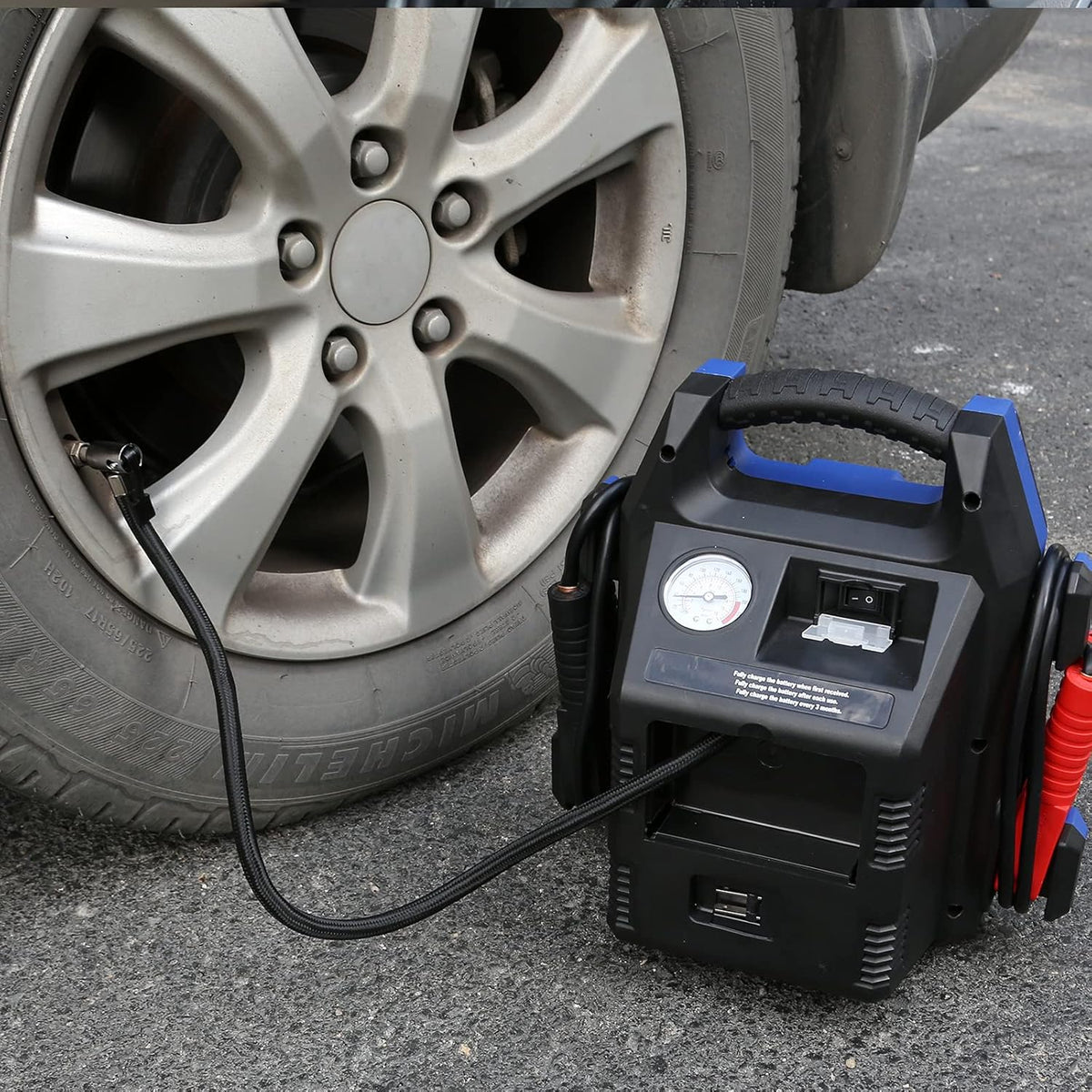 900 Peak/400 Instant Amps Portable Power Station Jump Starter with Air Compressor Y55416