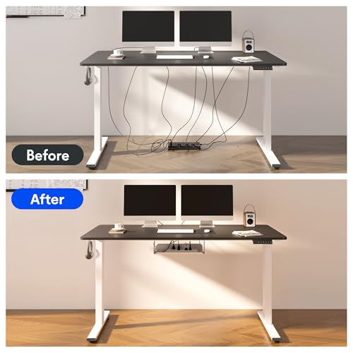 Black Electric Standing Desk with Clamp Power Strip P5840