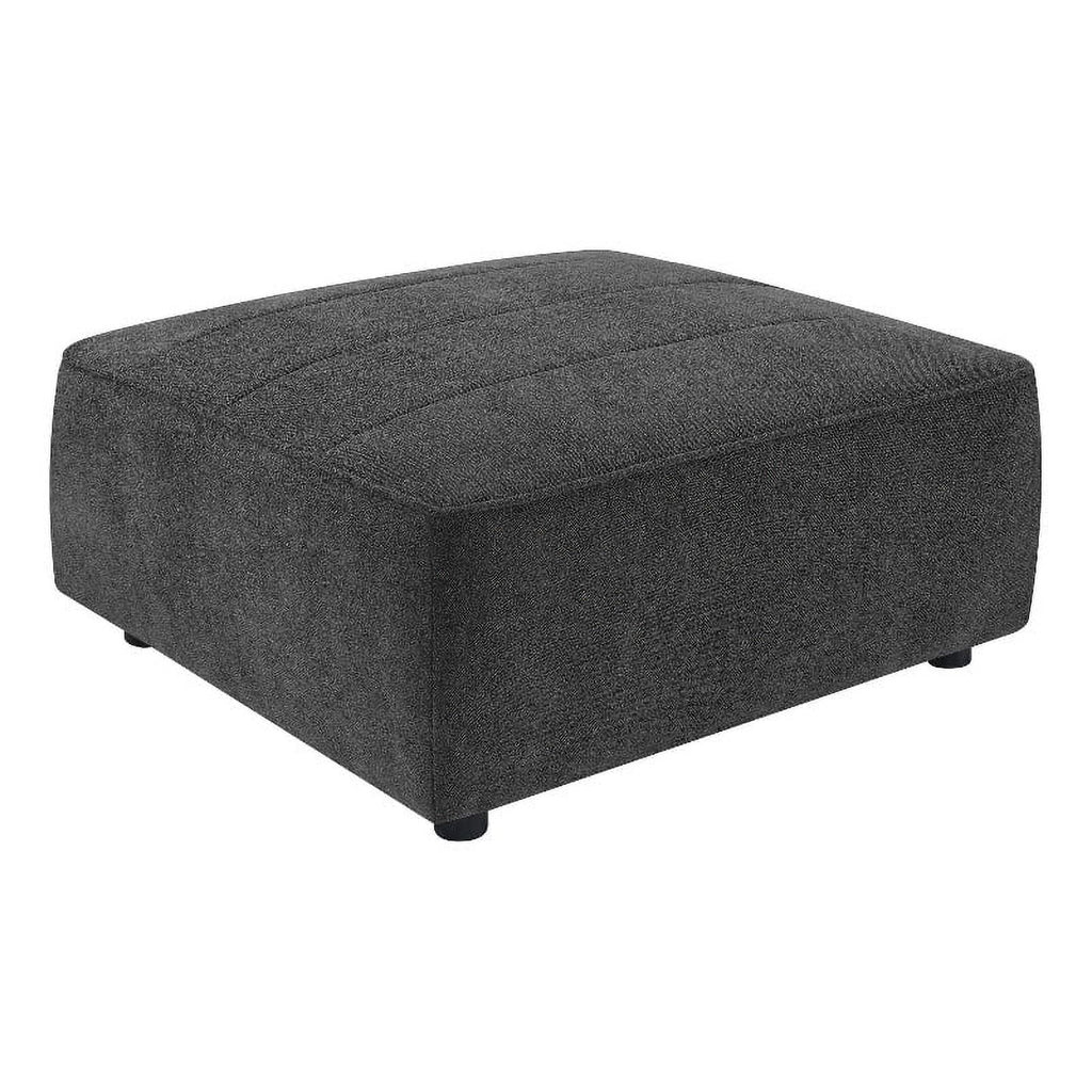 Dark Charcoal Upholstered Square Fabric Ottoman E20961
