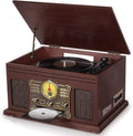 Mahogany Bluetooth Turntable with Speakers V7672