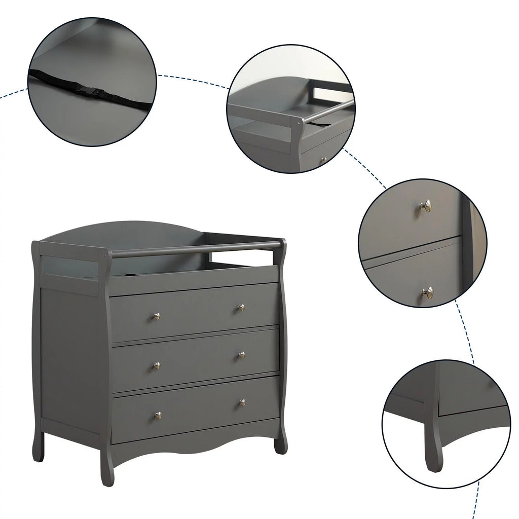 Gray 3 Drawer Changing Dresser G2966