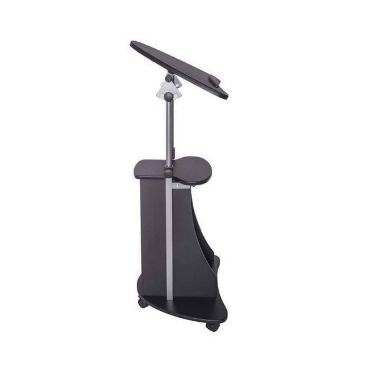 Rolling Adjustable Laptop Cart with Storage Black J8335