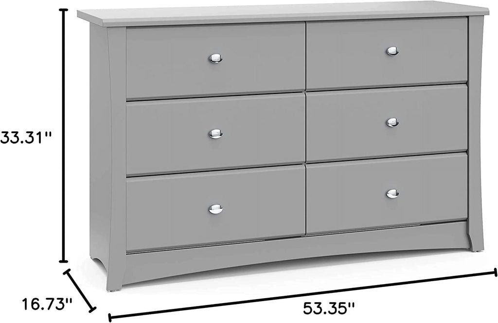 White 6 Drawer Double Dresser F482