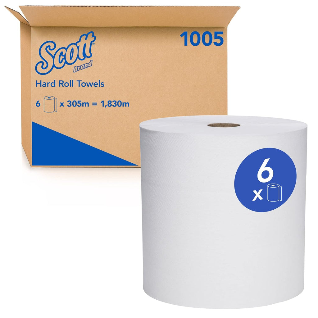 White Hard Roll Paper Towels, 6 Rolls E7842