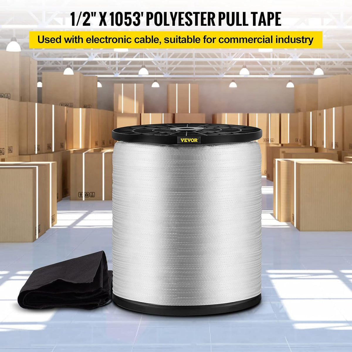 1250Lbs Polyester Pull Tape, 1053' x 1/2" Flat Tape, Pack of 2 Z476